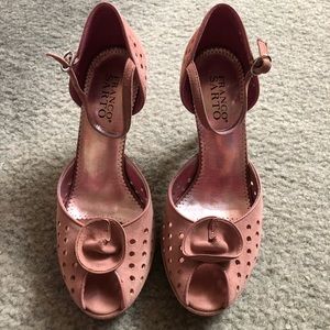 Franco Sarto Size 8 Pink Suede Peep-toe Heel